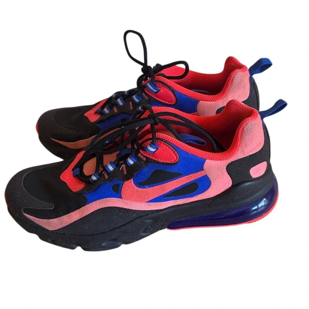 Nike Air Max 270 React Low‎ Black Crimson Blue Size 6Y